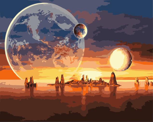 

Космическая планета пейзаж DIY картина по номерам настенная художественная картина акриловая картина для украшения дома 50x65 см