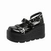 Fashion 2025 Autumn New Women Single Shoes Gothic Rivets Buckle Cosplay Female Pumps Black Lolita Mary Janes Wedges Shoes Platform