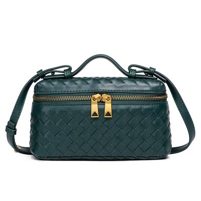 Hand Woven New Trendy One-shoulder Crossbody Bag Fashionable Large Capacity Zipper Bag Simple Practical Hand-held Lunch Box Bag