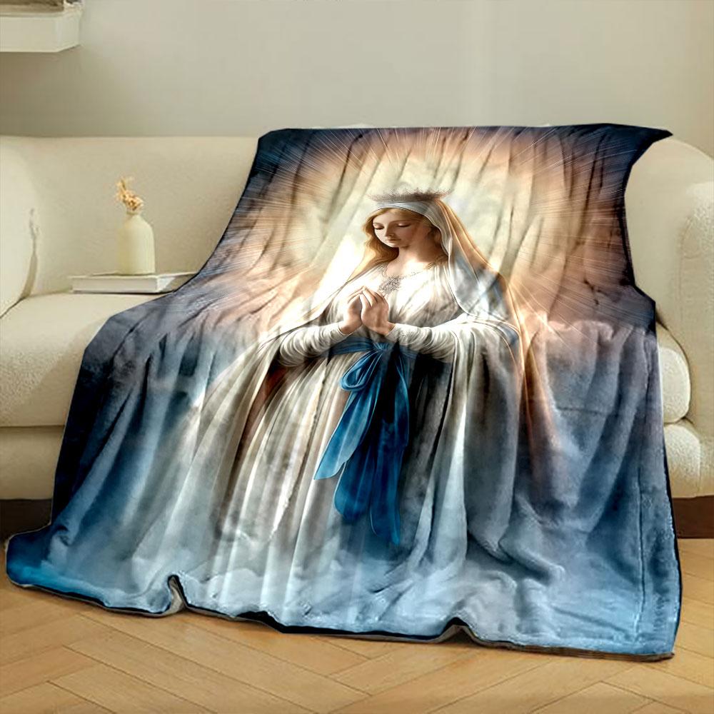 Blessed Virgin Mary Prayer Blanket  Printed Blanket for Living Room Bed Couch lunch break Soft Cozy Blanket for Friend's festival Gift