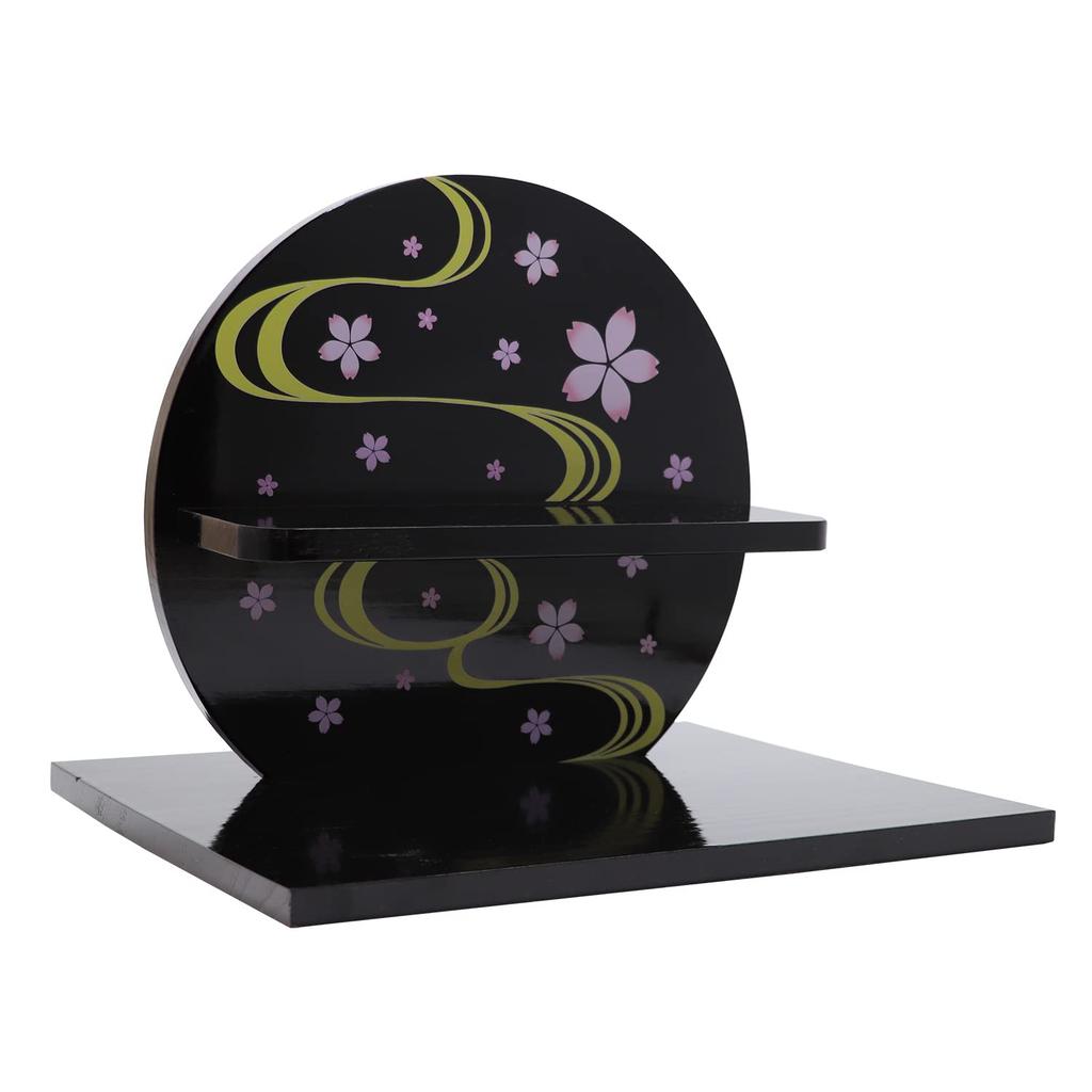 Osaka Choseido Original Compact Mini Hina Doll with Nameplate and Wooden Tag Chirimen Hina 32cm Flowing Water Cherry Blossom Design (Sent Separately)