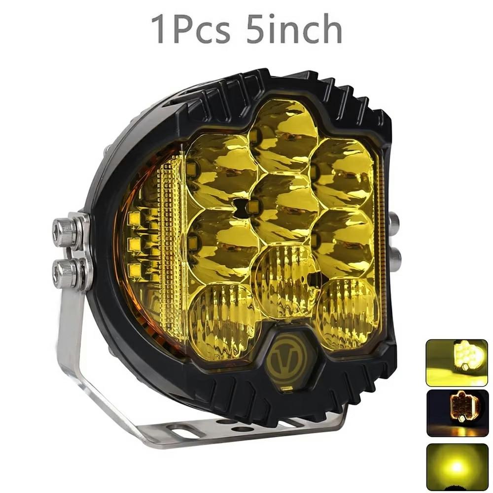 

5 Inch 50W LED Work Light Three Sides Illumination Off Road Driving Lamp Spot Beam for Vehicle Yellow Light