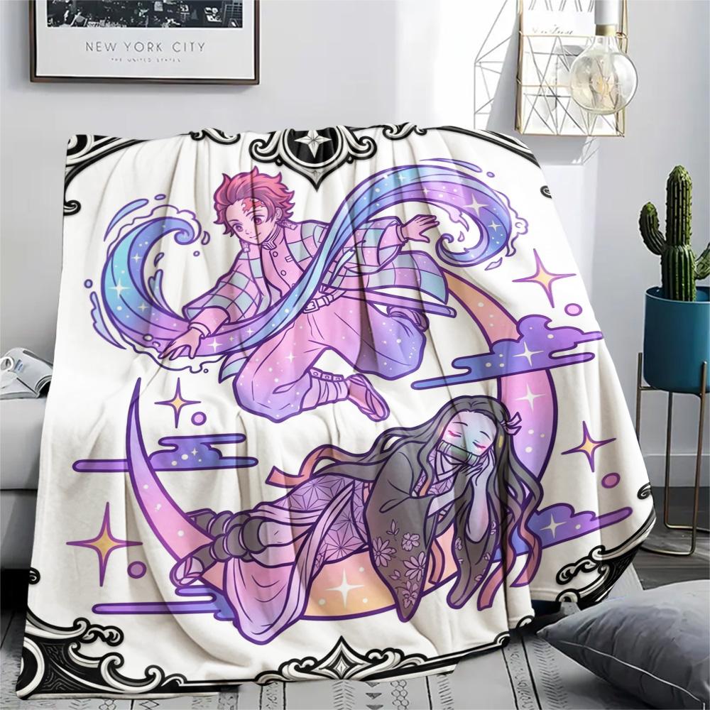 Demon Slayer Tanjiro Print Flannel Blanket, Ultra Soft High Quality All Seasons Warm Throw, Home Decor Cozy Blanket, Perfect Christmas Gift