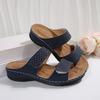 Women's White & Golden Synthetic Cover Slip-On Sandals - Open-Toe Flat Heel with Breathable Perforations, Cushioned Insole, Comfortable Footwear