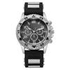 Men'S Watch Sports Fashion Trend Business Fake Three-Eye Silicone Strap Watch Digital Quartz Watch