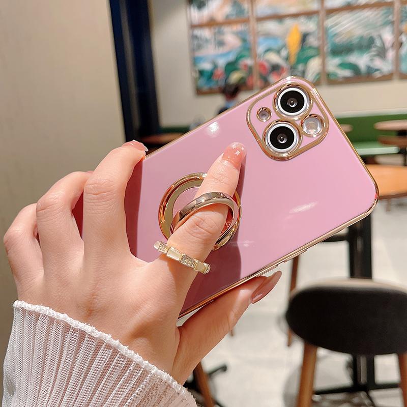 Luxury Plating Finger Ring Holder Case For Iphone 13 14 Pro Max 12 Mini Xs Xr X 8 7 Plus Se Soft Phone Cover For Iphone 11 Case