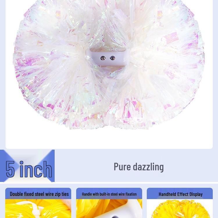Pom-pomuri de majoretă în șapte culori: Bile Florale Vibrante pentru Rutine de Cheerleading și Spectacole de Dans gray