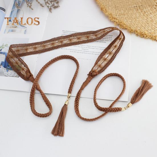 Kjolebelte for kvinner Flettet blonderdekorert duskende ende Midjebånd Ensfarget midjesnor Kostymetilbehør