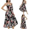 Women's V Neck Floral Print Maxi Dress Sleeveless Adjustable Spaghetti Straps Casual Loose Fit Summer Dress