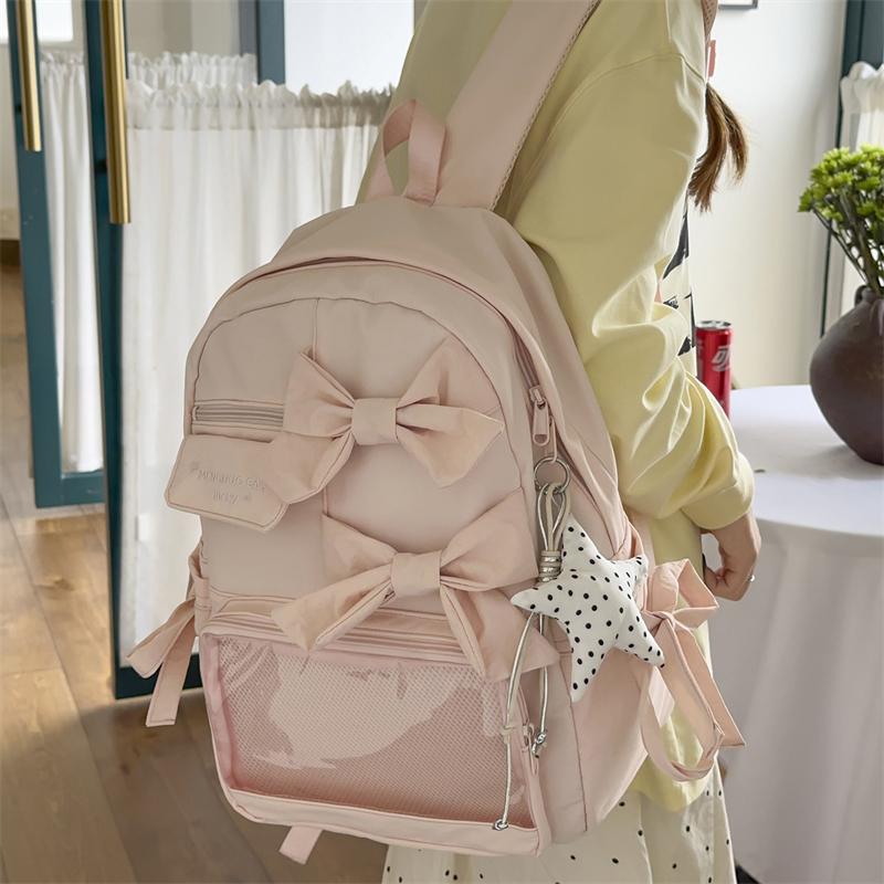 Zaino da Donna con Fiocco Zaino Scolastico Grande Capacità per Studenti