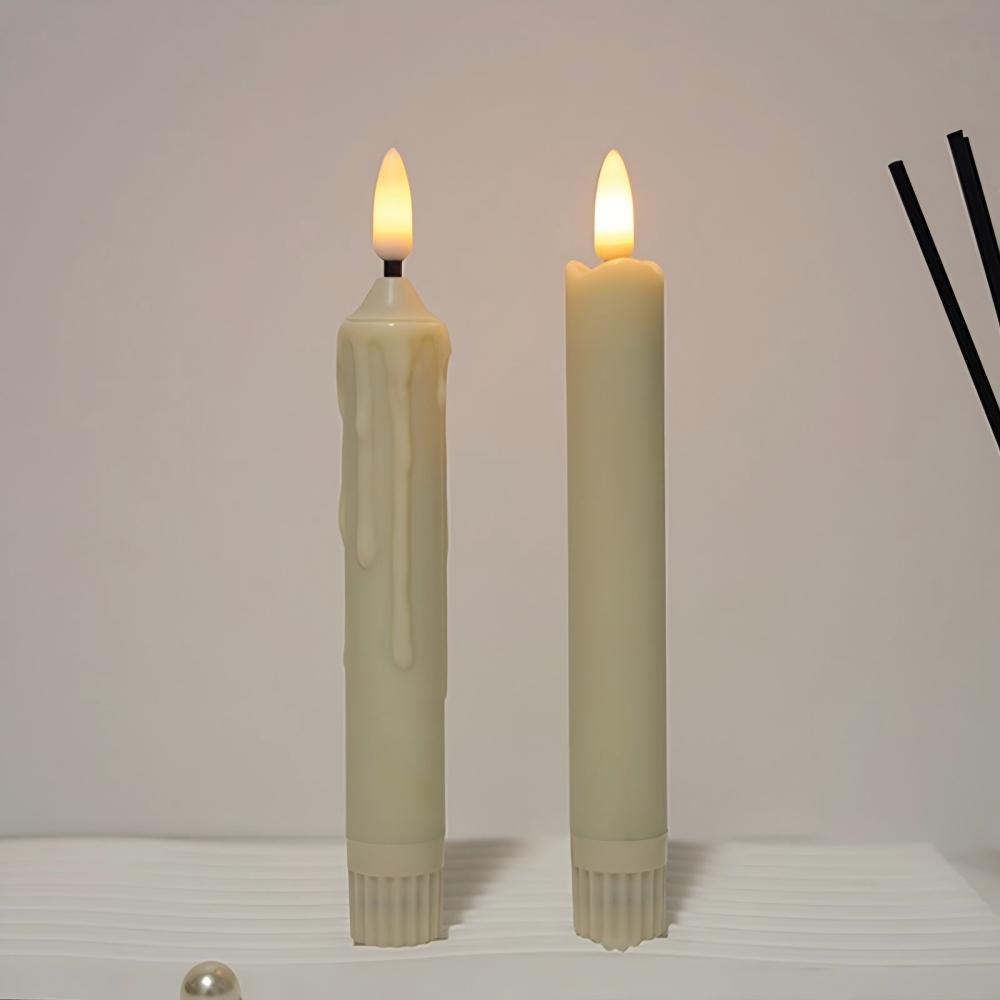 LED Candle Yellow Tear Trace Melting Candle Flame Free Electronic Flameless Candle Romantic Scene Layout Decorative Props