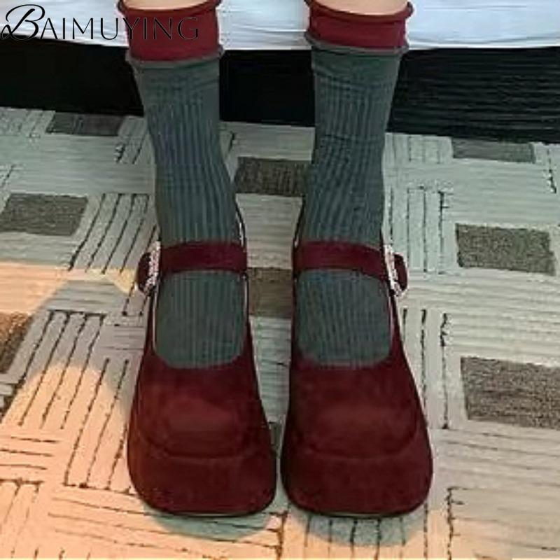 Fashion Platform Marie Janes Shoes Women Wedges Sandals Summer 2025 New Trend Dress Pumps Shallow Elegant Suede Plus Size Zapatos Mujer