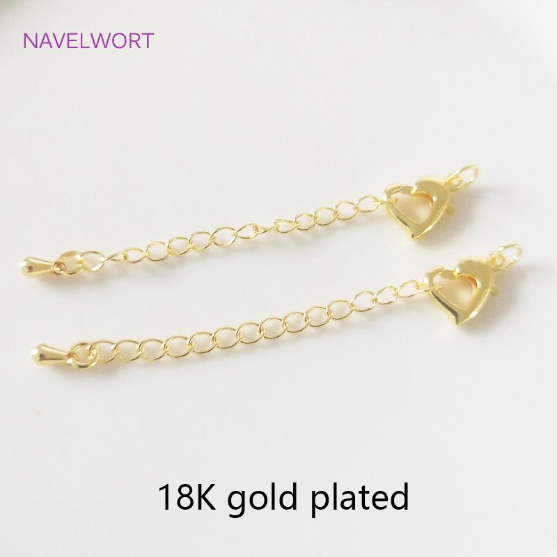 Fashion 14K/18K Gold Plated Heart Lobster Claw Clasp High Quality Brass Metal Lobster Clasps Extension Chains Wholesale