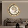 Modern Light Luxury Living Room Wall Clock Restaurant Moon Decoration Painting Creative Clock Wall Light Dining Room Hanging Pai