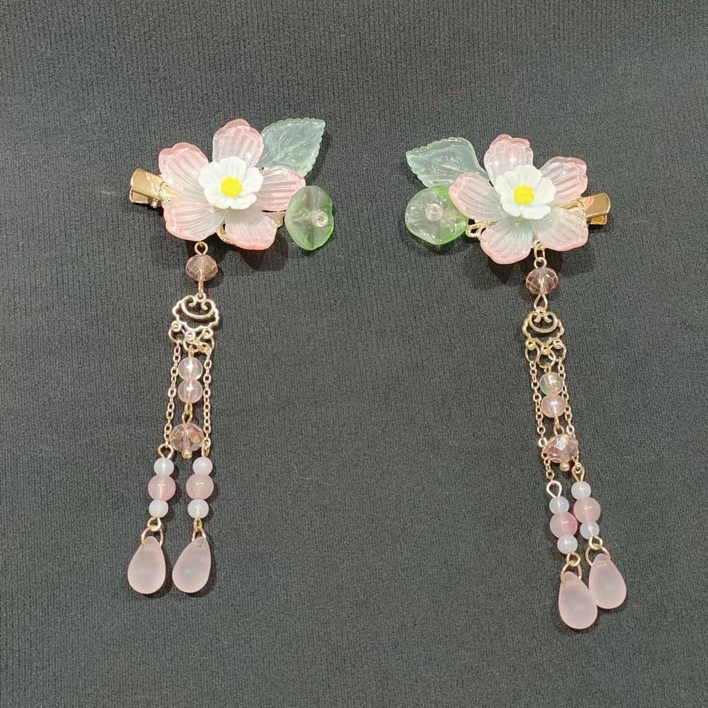 Vintage Chinese Style Hair Clip Handmade Tassel Flower Hair Clip For Women Girls Elegant Hanfu Metal Jewelry Hair Accessories