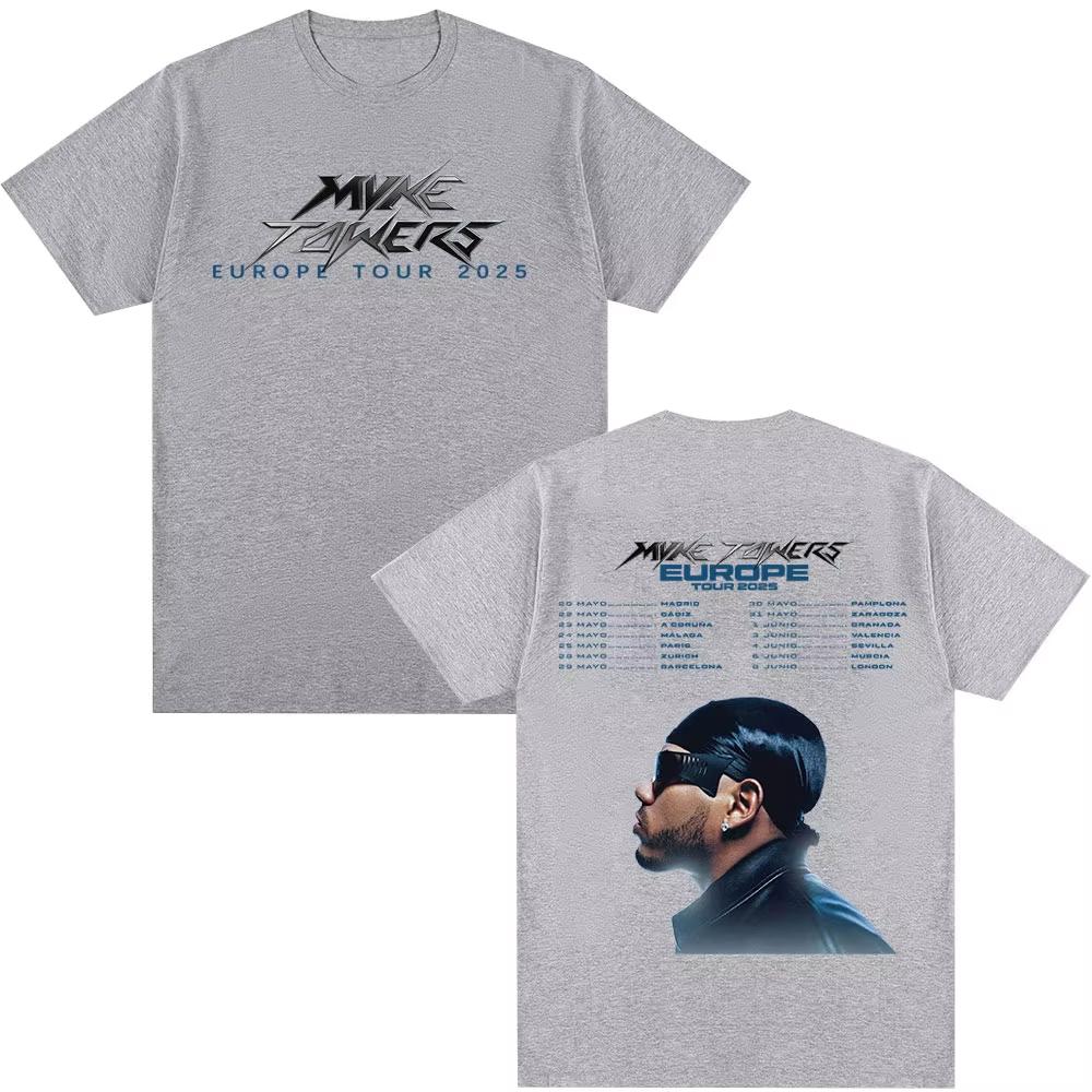 2025 Rapper Myke Towers Europe Tour Tshirts Men Women Fashion Hip Hop Short Sleeve Tshirt Cotton Oversized T Shirts Streetwear