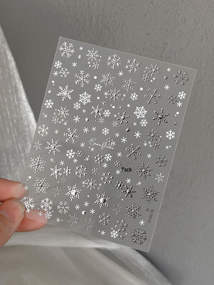 Duha 3D Zlaté a Stříbrné Vločky Nálepky na Nehty s Lepicí Zadní Stranou