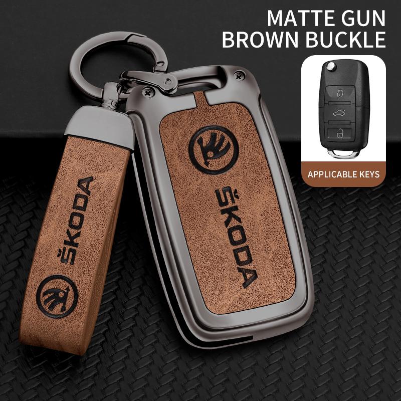 2026 Hot Car Flip Remote Key Fob Case Cover Protector Holder Shell For Skoda Octavia A5 A7 Fabia Superb Kodiaq Karoq Keychain Ac