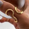 18K Gold & Stainless Steel Open Line Ring with Irregular Curve Design