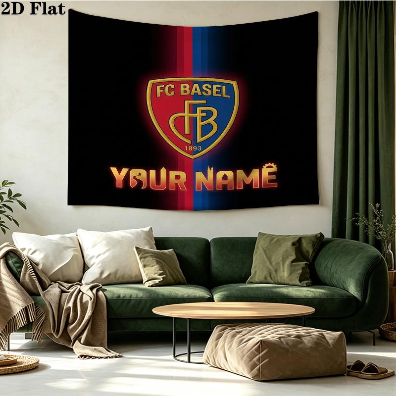 Custom Name FC Basel Printed Tapestry – Wall Hanging for Bedrooms, Dorms, and Home Decor