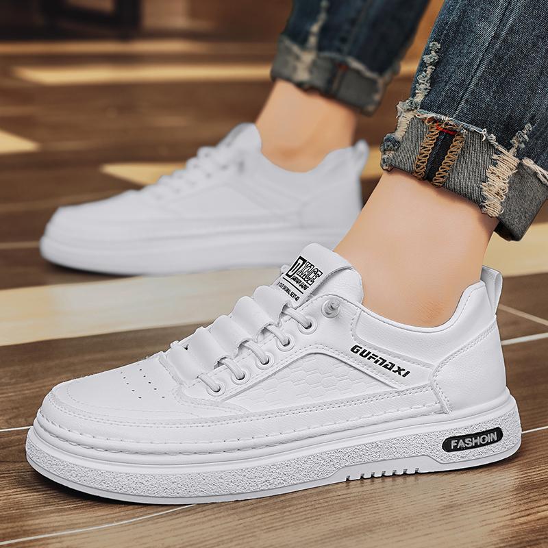 Men Shoes  New White Fashion Sneakers Comfortable Leather Casual Flats for Male Plus Size Youth School Skateboard Sneakers