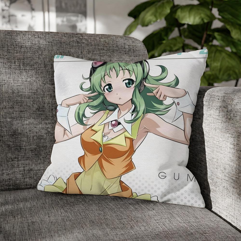 Vocaloid Gumi Megpoid Echo Cushion Cover Decorative Pillowcase Soft Short Plush Cozy Durable Sofa Home Decor Items Gift