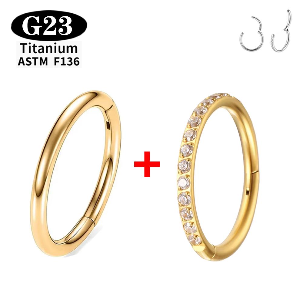 1/2 Stück ASTM F136 G23 Titan Nasenring Damen Creolen Piercing Körperschmuck Scharnier Clicker Offener Membran Nasenring