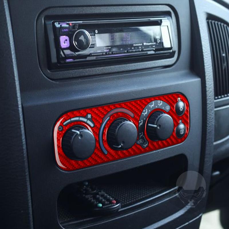 For Dodge Ram 2002 2003 2004 2005 Center Dashboard AC Control Panel Cover Real Carbon Fiber Sticker Car Interior Accessories