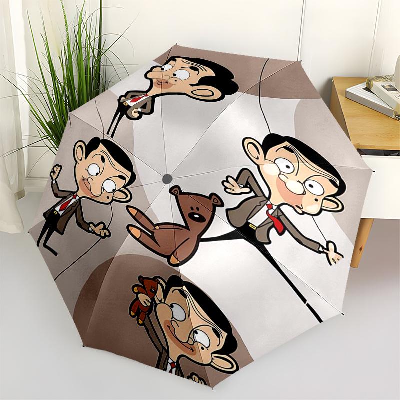 

Mr.Bean Themed Travel Umbrella-8 Ribs Automatic Opening and Closing, Portable Folding Design, Compact and Stylish Umbrella Suitable for Outd