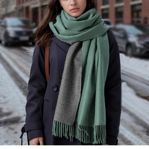 200*70cm Kunstig Kasjmirskjerf for Kvinner Ullskjerf Dobbeltsidig Stil Dusker Vinter Tykt Oversized Skjerf Sjal