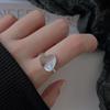 Korean Style Retro Love Heart Adjustable Ring - Women's Trendy Hip Hop Peach Heart Index Finger Ring