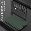 Book Flip Leather Credit Cards Pocket Case for Samsung Galaxy Z Fold 8 Fold8 Solid Color Wallet Tempered Glass Flim Back Cover