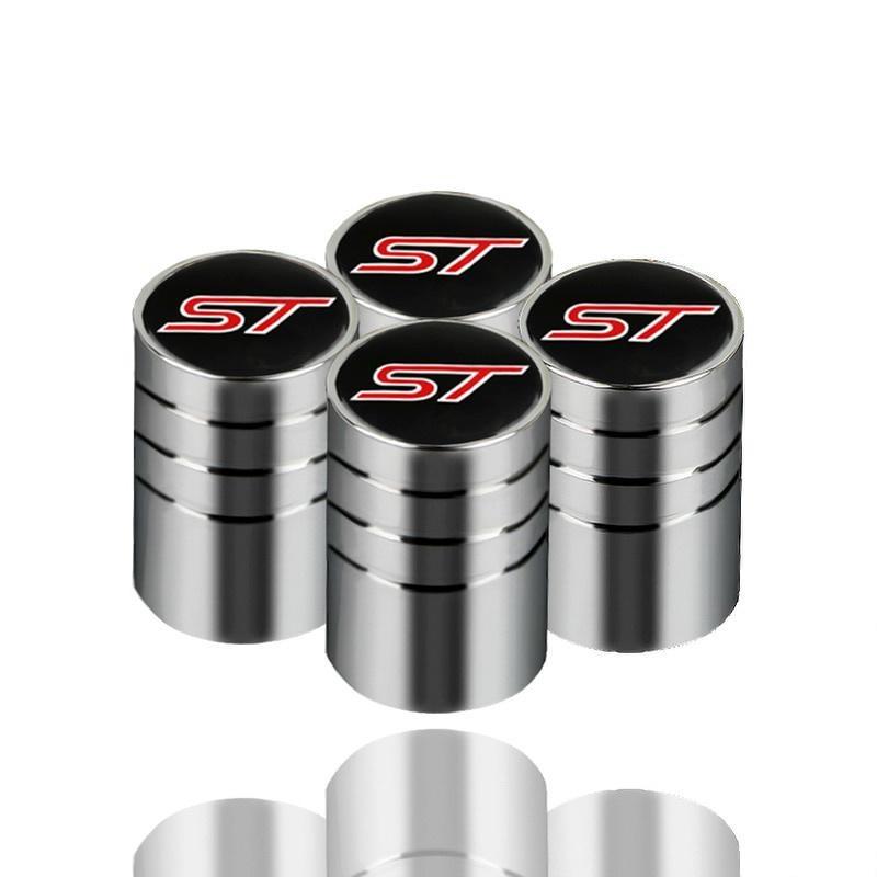 

4 шт. ST Эмблема алюминиевые колпачки для автомобильных шин спортивный стиль для Ford ST Focus Fiesta Ecosport Kuga Mondeo Everest аксессуар 15mmx9mm серебряный