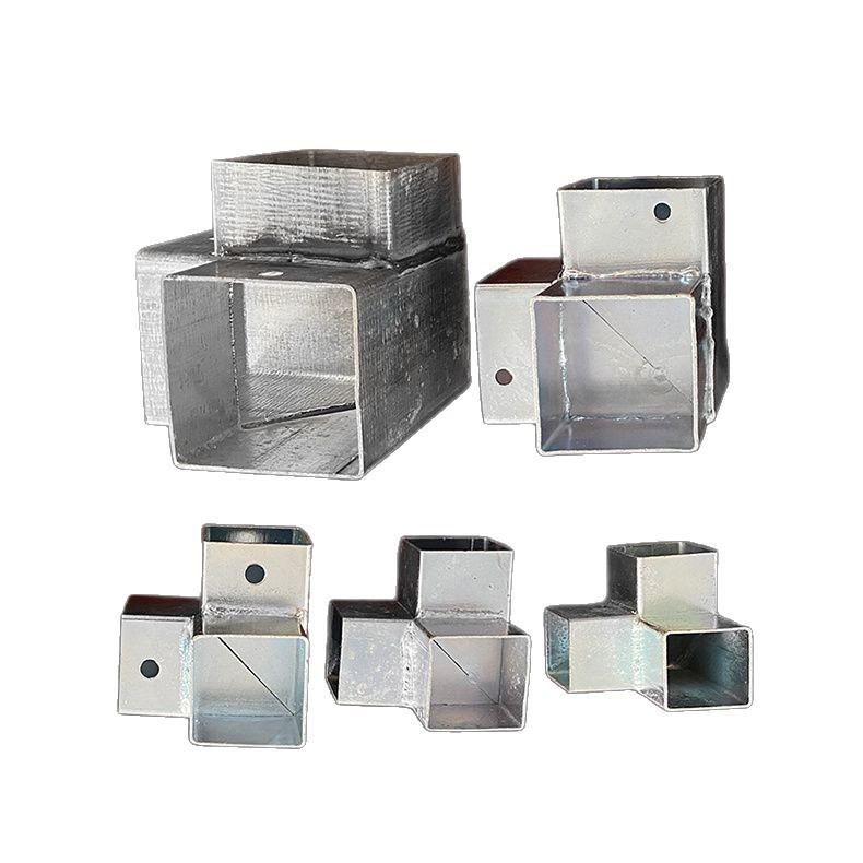Galvanized Steel Wrought Iron Connector: Two/Three-Way Swivel Right Angle for Square Tubes.