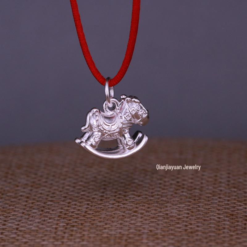 Kalp Uç Uçlu Gümüş Sallanan Atlı Atlıkarınca Kolye Ucu Kolye