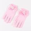 Kids Party Lace Pearl Fishnet Gloves Communion Flower Girl Party Mittens Children's Mittens High Elasticity Mesh Bow Gloves