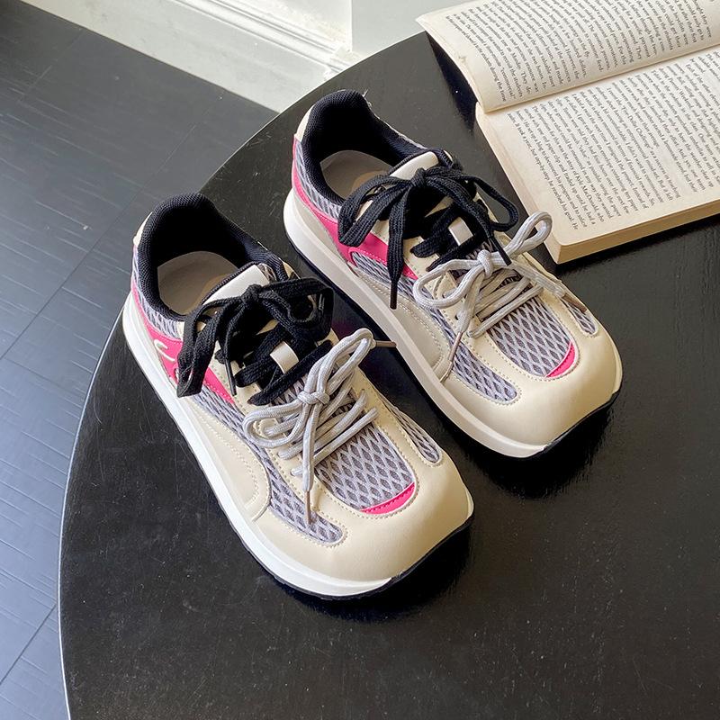 

Platform-soled German training shoes women s 2025 summer new versatile breathable mesh casual sports Forrest Gump shoes big head ugly cute shoes 40 серый