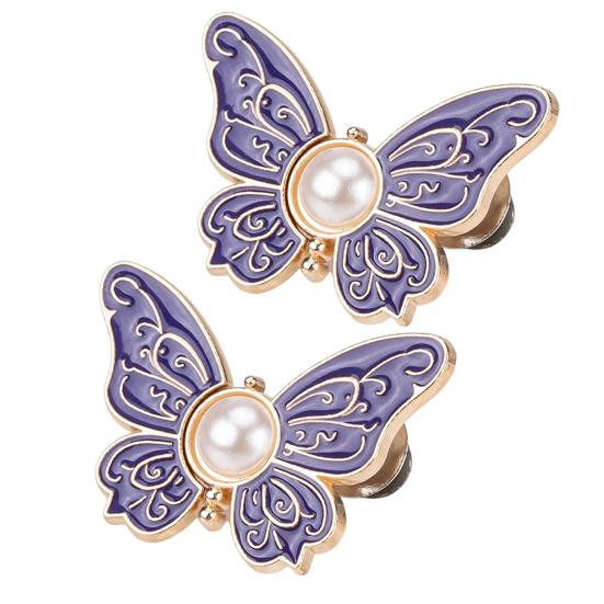 2Pcs Waist Butterfly Clips Reusable No Sew Pants Waist Tightener Buckle Clasp Detachable Butterfly Waist Cinching Button for Loose Jeans