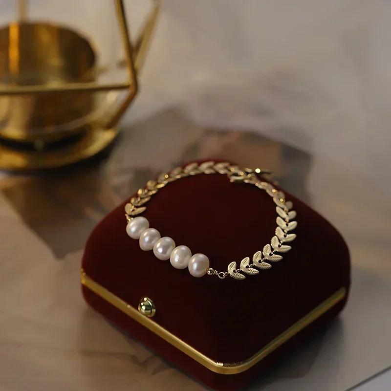 Korean Instagram Design Fashion Versatile Wheat Ear Chain Women's Bracelet Simple and Cold Style Beaded Pearl Style Bracelet
