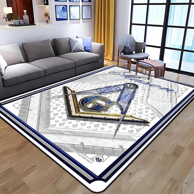 Freemasonry Carpet Masonic Rug Floor Mat Carpet Regtangle Living Room Carpet Bedroom Carpet Home Anti-Slip Carpet Door Mat