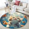Kitten Clownfish Round Area Rug,Carpet Rug for Living Room Bedroom Sofa Playroom Decor,Non-slip Floor Mat