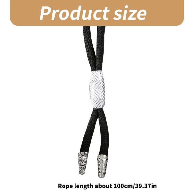 Braided Shoestring Tube Bolo Tie Carved Charm Cowboy Necktie Necklace