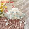Plush Rabbit Lolita Shoulder Bag With Lace Bow Design And Faux Pearl Shoulder Strap For Daily Use
