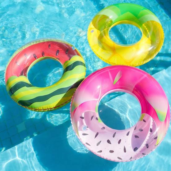 Summer Fruit Print Swim Ring Kids Adults Inflatable Leakproof Thickened PVC Swimming Ring Outdoor Pool Beach Party Float Tube