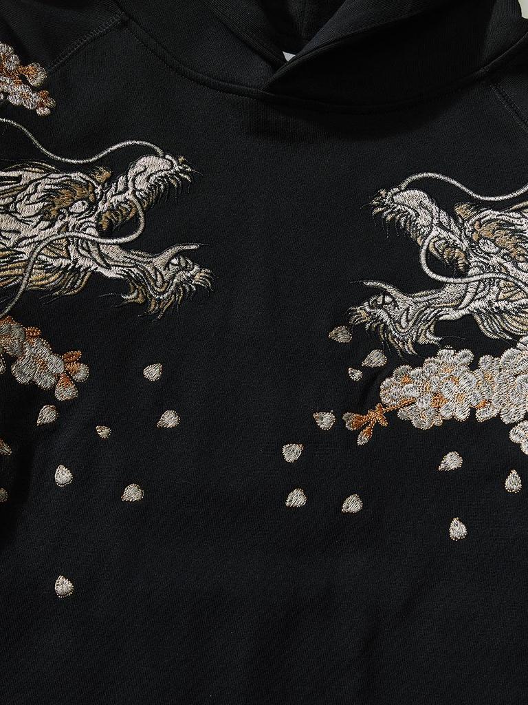 Huaxia Junpin Embroidered Dragon & Phoenix Hoodie - Trendy Couple Sweatshirt, Chinese Style Outerwear