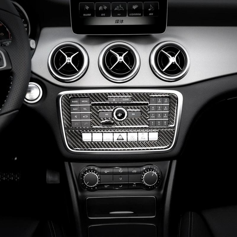 Carbon Fiber For Mercedes Benz W176 GLA X156 CLA C117 A B Class CD Panel Trim Cover Sticker Car Interior