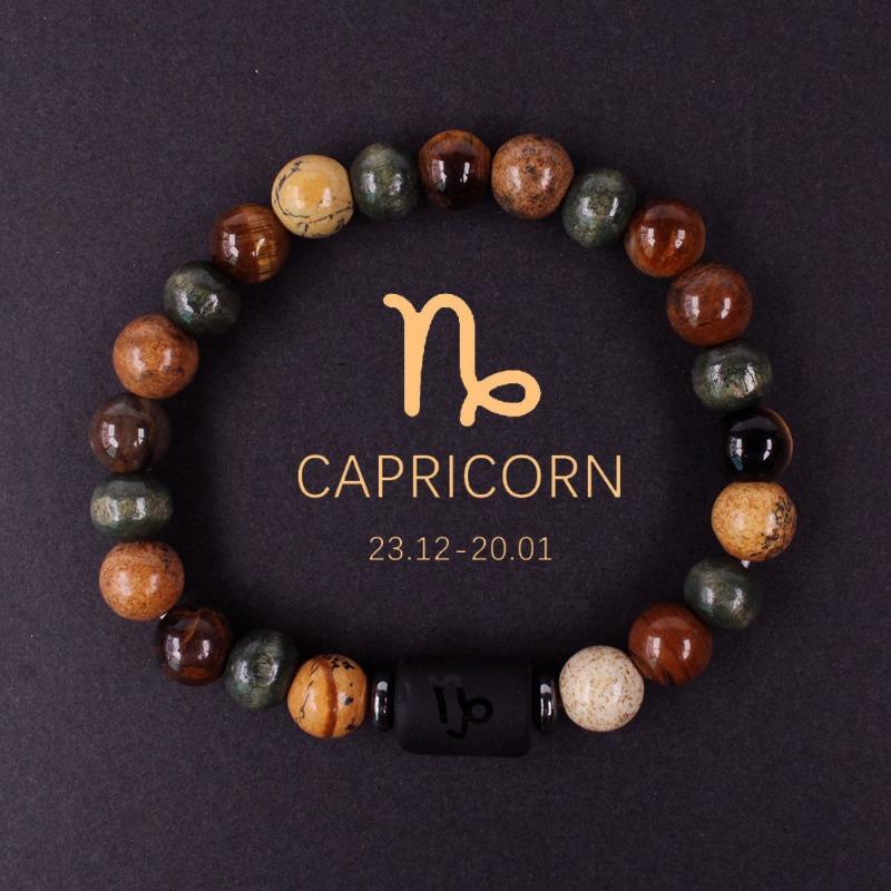 1PC Twelve Constellations Bracelet Men and Women Couple Tiger's Eye Stone Handmade Beaded Bracelet Taurus Capricorn Scorpio