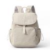 Solid Color Flap Backpack with Front Zipper Pocket Top Handle Adjustable Straps Casual School Daypack