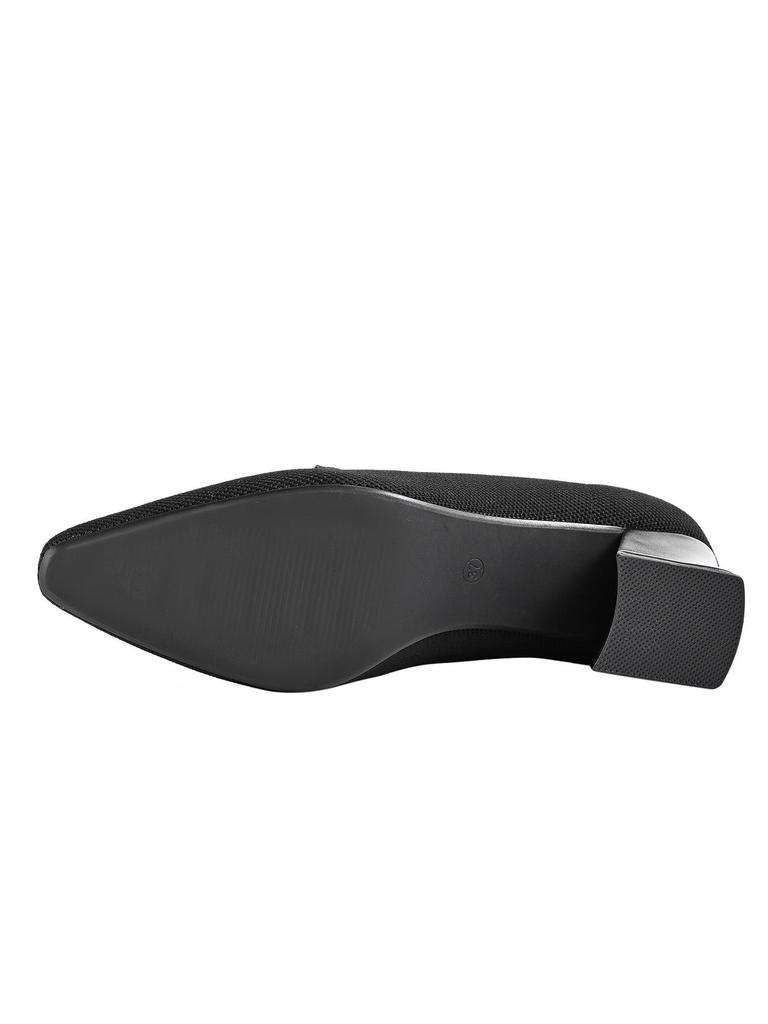 2026 European Style Flyknit Slip-on Loafers with Metal Decoration and Chunky Pointed Toe Heel