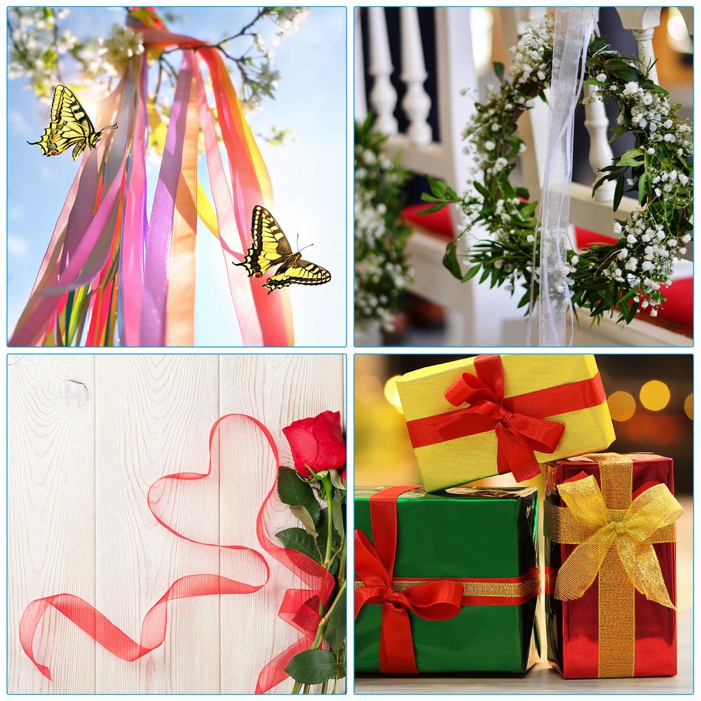 Organza Ribbon 100 Yard Gift Wrapping Ribbon for Bouquet Cake Invitations Card Decoration Home Decoration (50Yard/Roll) 0.6 Inch